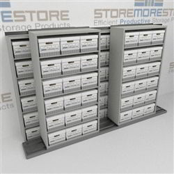 Storing Letter Legal File Boxes | Sliding Shelving for Archive Record Box Storage | SMSB232BX-4P6