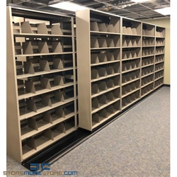 Double Deep (Four Post) Sliding Mobile File Shelving, 5/4 Letter-Size (17' 10" W x 2' 2-1/2" D x 7' 9-3/4" H with 8 levels), #SMS-25-B254LT4P8