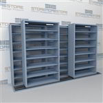 Double Deep (Four Post) Sliding Mobile File Shelving, 3/2 Legal-Size (12' 4" W x 2' 8-1/2" D x 6' 9-3/4" H with 7 levels), #SMS-25-B832LG4P7