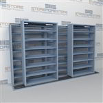 Double Deep (Four Post) Sliding Mobile File Shelving, 3/2 Letter-Size (12' 4" W x 2' 2-1/2" D x 6' 9-3/4" H with 7 levels), #SMS-25-B832LT4P7