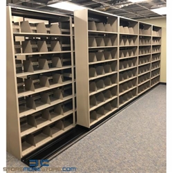 Double Deep (Four Post) Sliding Mobile File Shelving, 5/4 Letter-Size (20' 9" W x 2' 2-1/2" D x 7' 9-3/4" H with 8 levels), #SMS-25-B854LT4P8
