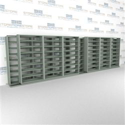 Double Deep (Four Post) Sliding Mobile File Shelving, 7/6 Letter-Size (28' 4" W x 2' 2-1/2" D x 7' 9-3/4" H with 8 levels), #SMS-25-B876LT4P8