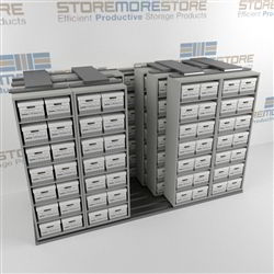 Moving Letter Size File Box Storage Racks | Archival Boxes on Moving Shelves | SMSQ054BX-4P7
