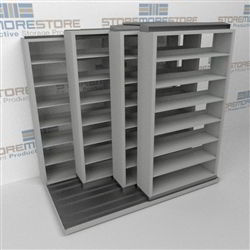 4-Row Deep (Four Post) Sliding Mobile File Shelving, 2/1/1/1 Legal-Size,(7' 4" W x 5' 6-1/2" D x 6' 11-3/4" H with 7 levels), #SMS-25-Q221LG-4P7