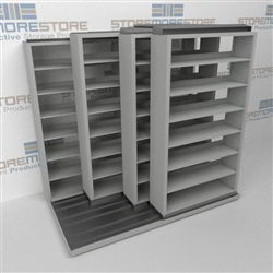 4-Row Sliding (Four Post) Mobile File Shelving, 2/1/1/1 Letter-Size,(7' 4" W x 4' 6-1/2" D x 6' 11-3/4" H with 7 levels), #SMS-25-Q221LT-4P7