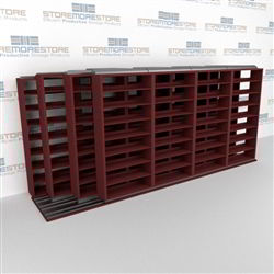 4-Row Sliding (Four Post) Mobile File Shelving, 5/4/4/4 Letter-Size,(17' 10" W x 4' 6-1/2" D x 7' 10-3/4" H with 8 levels), #SMS-25-Q254LT-4P8
