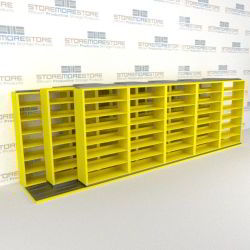 Triple Deep (Four Post) Sliding Mobile File Shelving, 6/5/5 Legal-Size (21' 8" W x 4' 1-1/2" D x 6' 10-3/4" H with 7 levels), #SMS-25-T265LG4P7