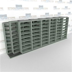 Triple Deep (Four Post) Sliding Mobile File Shelving, 7/6/6 Letter-Size (21' 8" W x 3' 5" D x 7' 10-3/4" H with 8 levels), #SMS-25-T676LT4P8