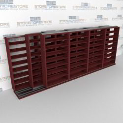 Triple Deep (Four Post) Sliding Mobile File Shelving, 5/4/4 Letter-Size (20' 9" W x 3' 5" D x 7' 10-3/4" H with 8 levels), #SMS-25-T854LT4P8