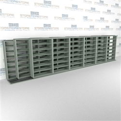 Triple Deep (Four Post) Sliding Mobile File Shelving, 7/6/6 Letter-Size (28' 4" W x 3' 5" D x 6' 10-3/4" H with 7 levels), #SMS-25-T876LT4P7