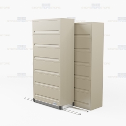 rolling High Capacity 6 tier end tab cabinet with flipper doors with Free Shipping, Stores end tab letter and legal files behind locked doors