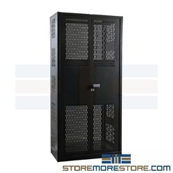 Metal Vented Storage Cabinet, Perforated Diamond Mesh Locker Door Cabinets