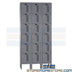 Six-High Box Lockers Ventilated Storage