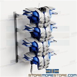 Football Racks Shoulder Pads Wall Hung Storage Shelves Holds 8 Pads Double Stack