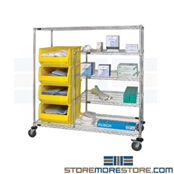 Bin Transport Wire Cart Medical Inventory Shelving Rack Wheels WRCPL-63-2460-955