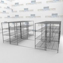 Rolling Pantry Can Wire Shelving Moving Industrial Wire Racks High Density Chrome Wire Storage Racks