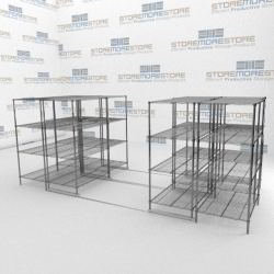 Rolling Metal Wire Shelves High Density Steel Wire Storage Shelving Sliding Coated Wire Shelving