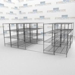 Slide To Side Moving Wire Shelving Rolling Hi-Density Wire Rack