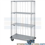 Wire Supply Cart Wheeled Dolly Linen Shelving Cart