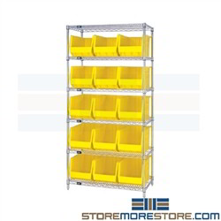 Storage Bin Racks Open Wire Shelves on Wheels Free Shipping In Stock WR6-260 