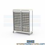 Medical Bin Storage Cart Kanban Hospital Cabinet Wheels Supplies Glass Doors