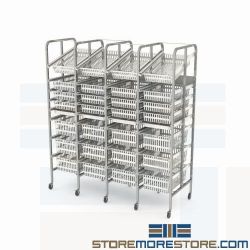 Rolling Basket Drawer Shelving 7 High Rack Plastic