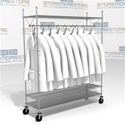 60" Wire Shelving Carts with Clothes Hangers Uniforms Lab Coats Eagle URS1860C