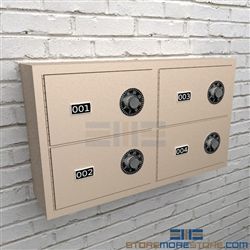 Sidearm security lockers for locking pistols and other small arm weapons securely in cabinets.