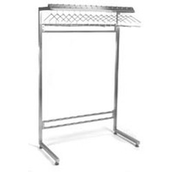 24" x 84" Stainless Steel Finish, Freestanding Cantilever Gowning Rack, Non-Removable Hangers. 28 Hanger Slots, #SMS-84-S2484-CGRN