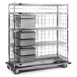 21" x 60" x 72" Exchange Carts - Ecet Series, (1) 3" Tote Boxes, (4) 6" Tote Boxes, (1) 9" Tote Boxes, and 5 Wire Shelves, #SMS-86-ECET2160C