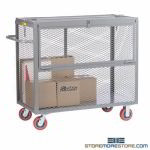 Enclosed Mesh Security Dolly Drop Gate Cart Welded Mobile Storage Locking