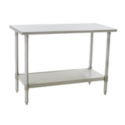 30"W x 24"D 16-gauge/304 Stainless Steel Top Worktable; Flat Top, with 4 Stainless Steel Legs and Undershelf, #SMS-88-T2430SEB