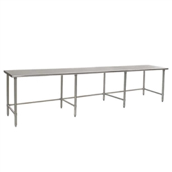 84"W x 48"D 14-gauge/304 Stainless Steel Top Worktable; Flat Top, with 8 Stainless Steel Tubular Legs, #SMS-88-T4884STE