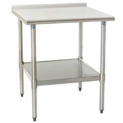 24"W x 24"D 16-gauge/304 Stainless Steel Top Worktable; Rear Upturn, with 4 Stainless Steel Legs and Adjustable Undershelf, #SMS-88-UT2424SEB