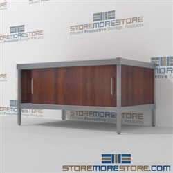 Mailroom distribution consoles with doors are a perfect solution for interoffice mail stations long durable life and comes in wide range of colors skirts on 3 sides In Line Workstations Let StoreMoreStore help you design your perfect mail sorting system