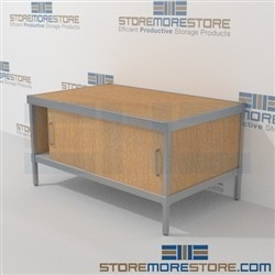 Sorting distribution consoles with doors are a perfect solution for literature processing center durable design with a structural frame and comes in wide selection of finishes includes a 3 sided skirt L Shaped Mail Workstation Communications Furniture