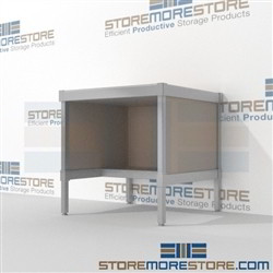 Mailroom workbench with half storage shelf is a perfect solution for corporate mail hub built for endurance and comes in wide range of colors all consoles feature modesty panels located at the rear 3 mail table depths available Mix and match components