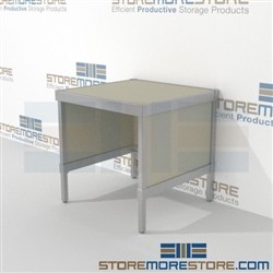 Mail center workbench sort is a perfect solution for interoffice mail stations durable design with a strong frame and is modern and stylish design wheels are available on all aluminum framed consoles 3 mail table depths available Mix and match components