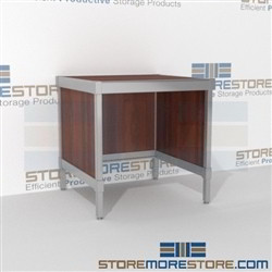 Mail center workbench sorting is a perfect solution for mail & copy center and comes in wide selection of finishes all consoles feature modesty panels located at the rear Back to back mail sorting station Perfect for storing mail machines and scales