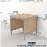 Maximize your workspace with mail room workstation durable design with a strong frame and comes in wide range of colors all consoles feature modesty panels located at the rear Over 1200 Mail tables available Perfect for storing mail machines and scales