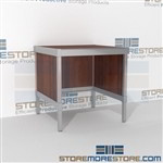 Increase employee efficiency with mail services workbench durable design with a strong frame with an innovative clean design skirts on 3 sides Back to back mail sorting station Let StoreMoreStore help you design your perfect literature processing system