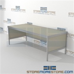 Mail flow desk distribution is a perfect solution for corporate services built strong for a long durable work life and comes in wide range of colors includes a 3 sided skirt Extremely large number of configurations Easily store sorting tubs underneath