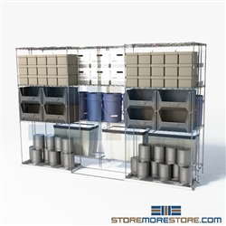 Two Deep Gliding Wire Racking moving wire racks bulk item storage SMS-94-LAT-2136-32 overall size is 3174.7 inches wide x 9' 8" deep x 116 inches high