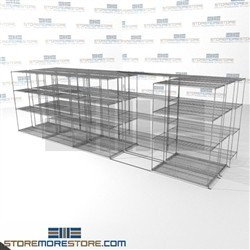 3 Deep Side To Side Wire Racks general storage mobile shelves wire racks SMS-94-LAT-2148-54-T overall size is 11217.2 inches wide x 21' 1" deep x 253 inches high