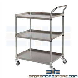 Stainless Cart Shelves Rolling Platform Pushcart 3 Levels Tarrison BC2436S