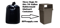 56 Gallon Trash Bags 56 Gal Garbage Bags Can Liners - 43"W x 47"L 2-MIL Gauge BLACK 100