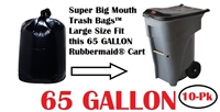 65 Gallon Trash Bags Super Big Mouth Trash Bags 10 Pack