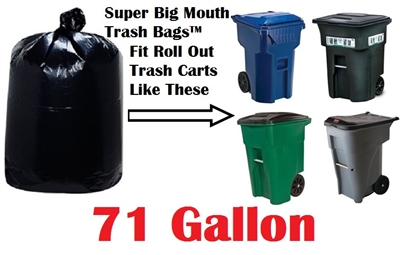 71 Gallon Trash Bags Super Big Mouth Trash Bags Large Industrial 71 GAL Garbage Bags Can Liners