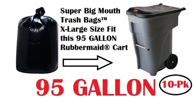 95 Gallon Trash Bags Super Big Mouth Trash Bags X-Large Industrial 95 GAL Garbage Bags XL Can Liners Extra Large