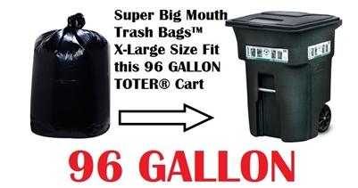 96 Gallon Garbage Bags Super Big Mouth Trash Bags X-Large Industrial 96 GAL Garbage Bags XL Can Liners Extra Large